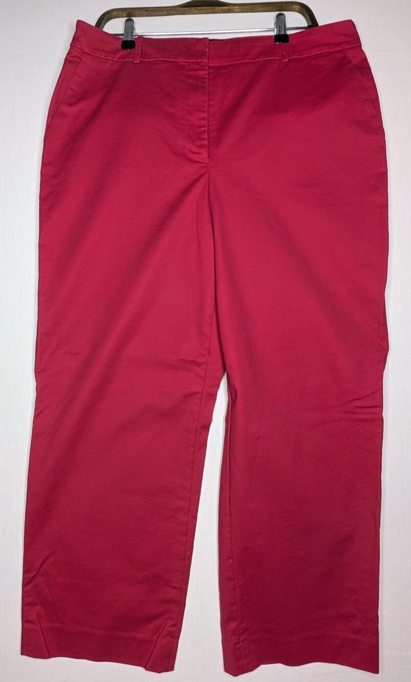 BODEN Canonbury 7/8 Trousers Pants Red Berry Crop Stretch Womens US 14 R Pockets